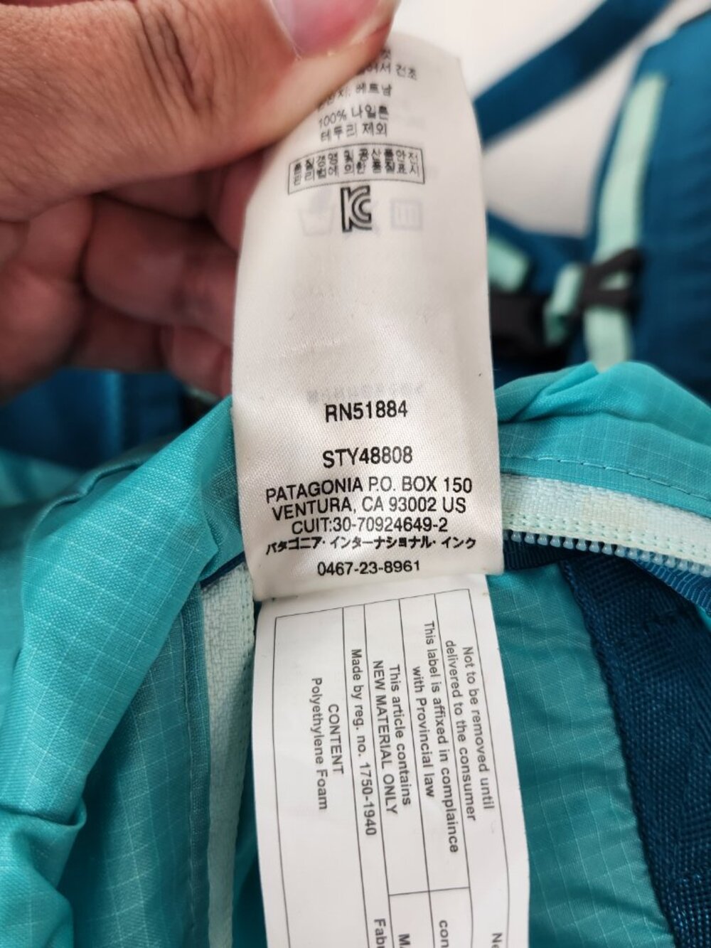 Patagonia Backpack Light Blue Lightweight Travel Tote Pack Packable STY48808 - Picture 13 of 16
